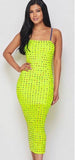 “Risky” Multi colored Dress (Lime)