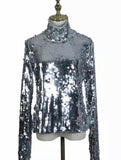 Silver sequin turtleneck