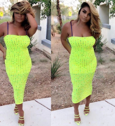 “Risky” Multi colored Dress (Lime)